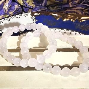 Pink Moonstone 10 mm Stretchy Stone Bracelet